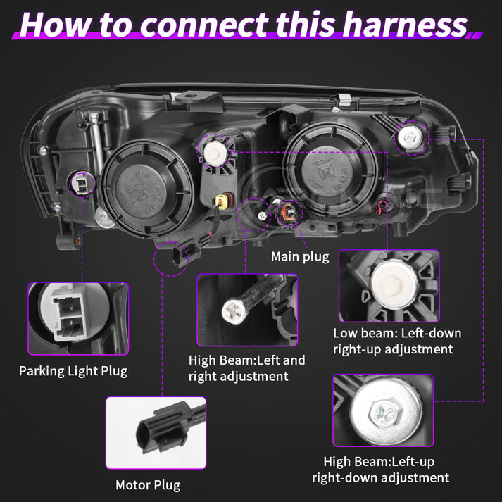 LED Headlights For Nissan Skyline R34 GTR GT-R BNR34/GTT ER34 1998-2002 OE Style