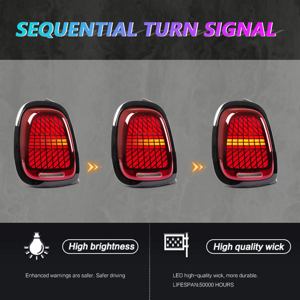 Mini Cooper F55 F56 F57 LED Tail Lights 2014–2024 | Sequential Turn Signal Rear Lamps by Archaic | Smoked & Red Options
