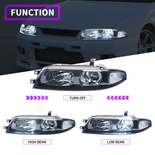 Archaic Headlights Compatible for 1th Gen Nissan Skyline R33 GT-R 1995-1998,with LED Bulb, Pair