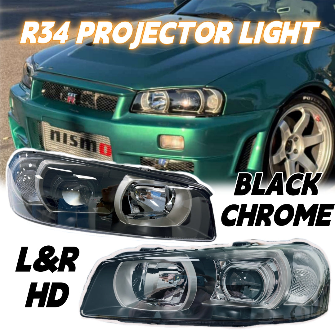 LED PROJECTOR Headlights For Nissan Skyline R34 GTR GT-R BNR34/GTT ER34 1998-2002 Projector Style