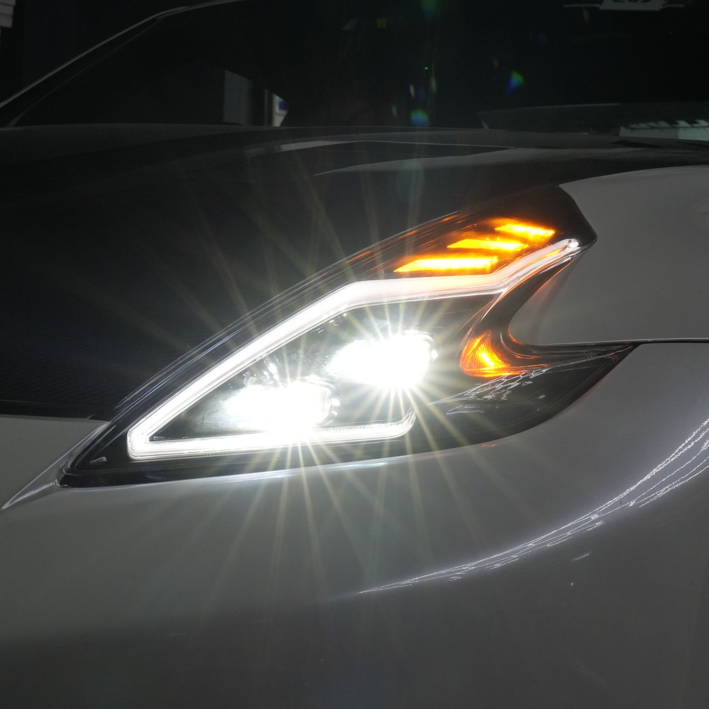 JDD Headlights Compatible for Nissan Fairylady Z 370Z Z34 ,with LED Bulb, Pair