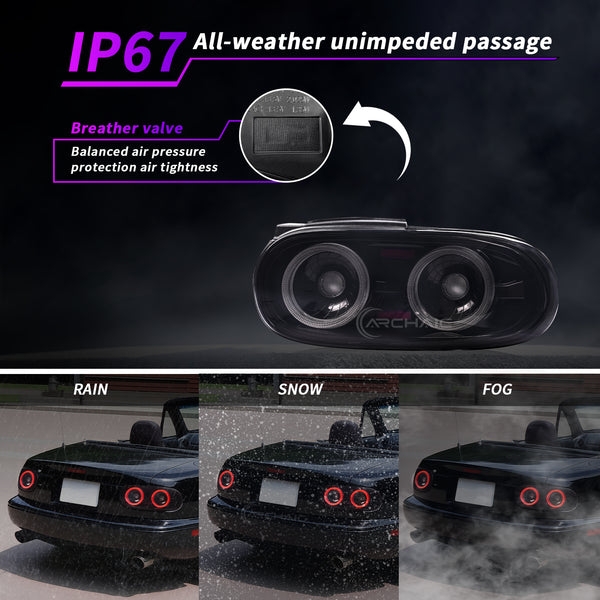 Archaic For Mazda Miata NA Full LED Tail Light Assembly (Light Smoke)Already E-mark certified