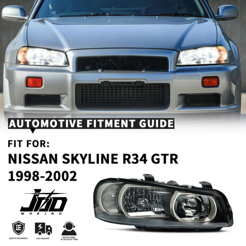 LED Headlights For Nissan Skyline R34 GTR GT-R BNR34/GTT ER34 1998-2002 OE Style