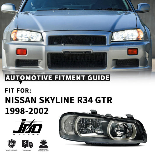 LED Headlights For Nissan Skyline R34 GTR GT-R BNR34/GTT ER34 1998-2002 OE Style